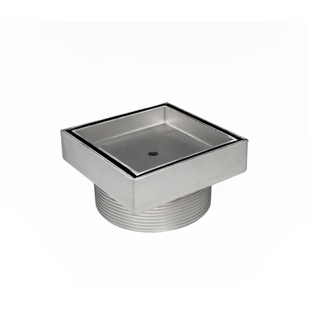Infinity Drain 5"x5" Tile Drain Strainer with 4" B Type Threaded Throat in PS T_15_B_PS